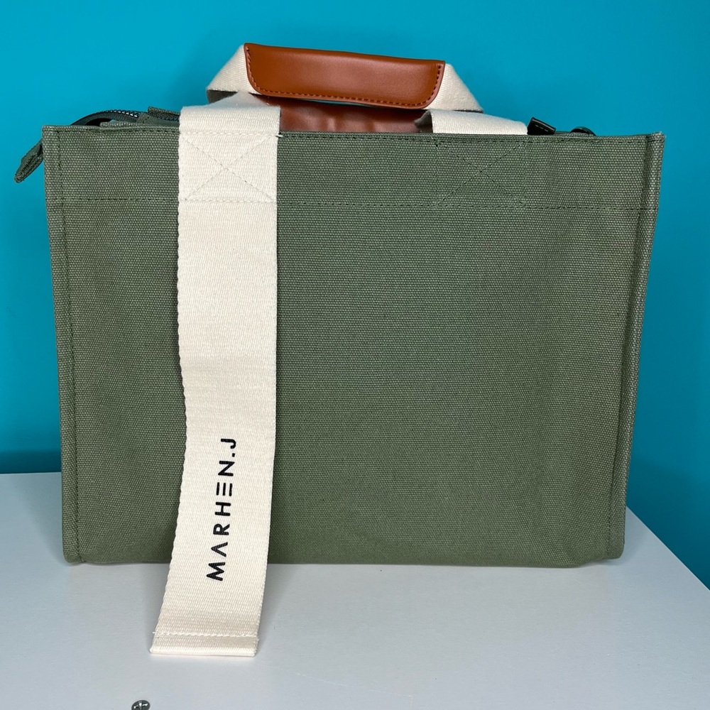 MARHEN. J Rico Canvas Tote Green Crossbody Sipper Close Bag Purse